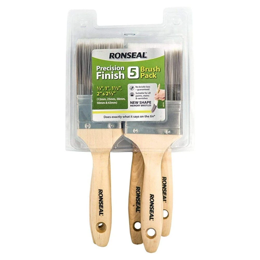 Ronseal Pack Of 5 Precision Finish Paint Brushes 1 Ronseal Pack Of 5 Precision Finish Paint Brushes