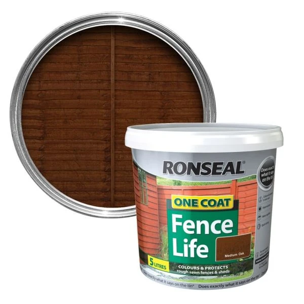 Ronseal 5 Litre Medium Oak Fence Life Paint 1 Ronseal 5 Litre Medium Oak Fence Life Paint