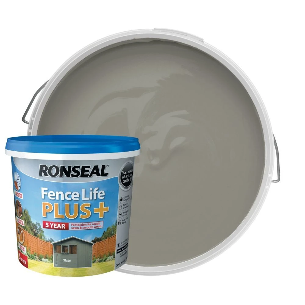Ronseal 5 Litre Slate Grey Fence Life Plus Paint 2 Ronseal 5 Litre Slate Grey Fence Life Plus Paint - Image 2