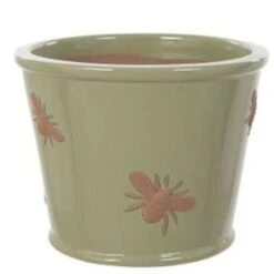 Woodlodge 25cm Glazed Green Bee Pot