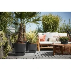 Elho 25cm Living Black Greenville Round Planter -Wolf-Garden Shop 8711904332334 4